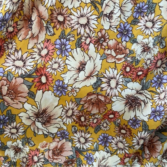 Forever 21 floral midi dress cami yellow bodycon medium boho indie - Picture 3 of 5